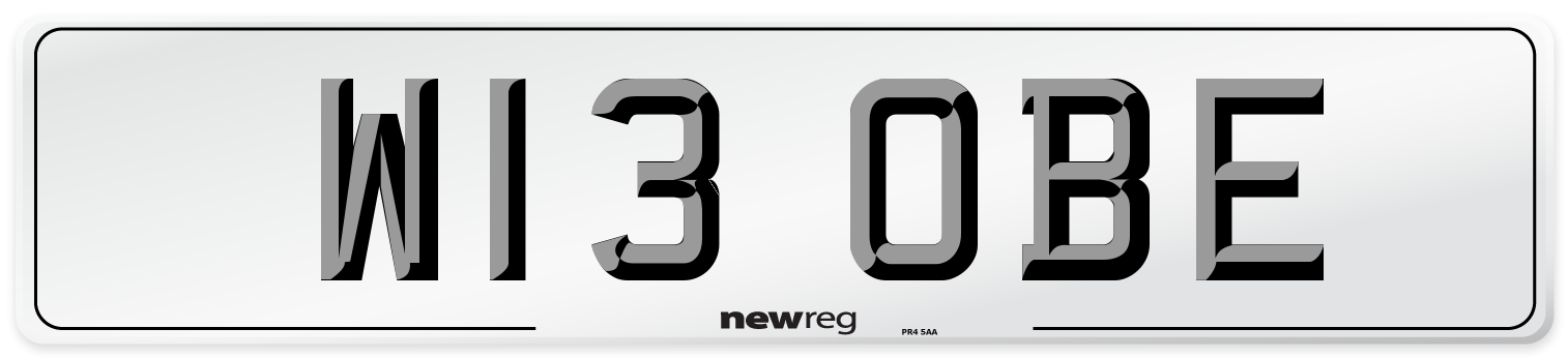 W13 OBE Number Plate from New Reg